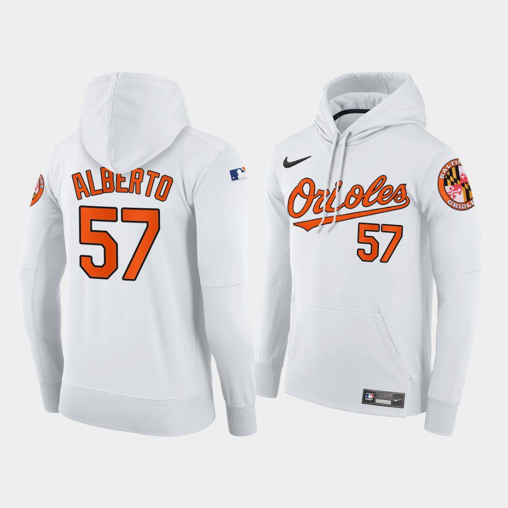 Men Baltimore Orioles #57 Alberto white home hoodie 2021 MLB Nike Jerseys
